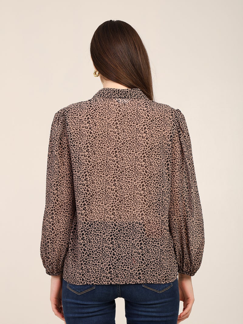 7OUNCE Leopard Print Georgette Shirt for Women - Image 5